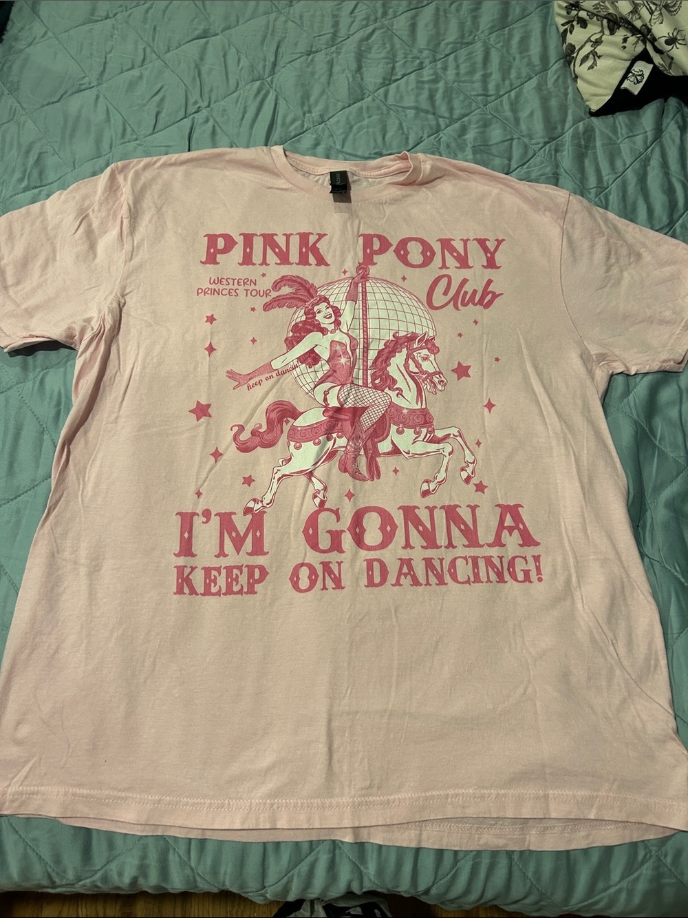 Gildan Pink Pony Club Graphic Tee - Light Pink with Hot Pink Print